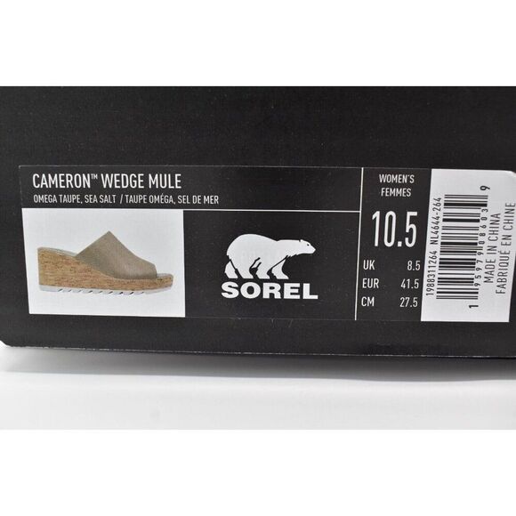 Sorel Womens Size 10.5 Omega Taupe Sea Salt Cameron Wedge Platform Mules Sandals - Picture 11 of 11